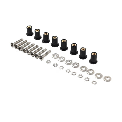 8PCS Headlight Bucket Nacelle Well Nut Kit for Harley