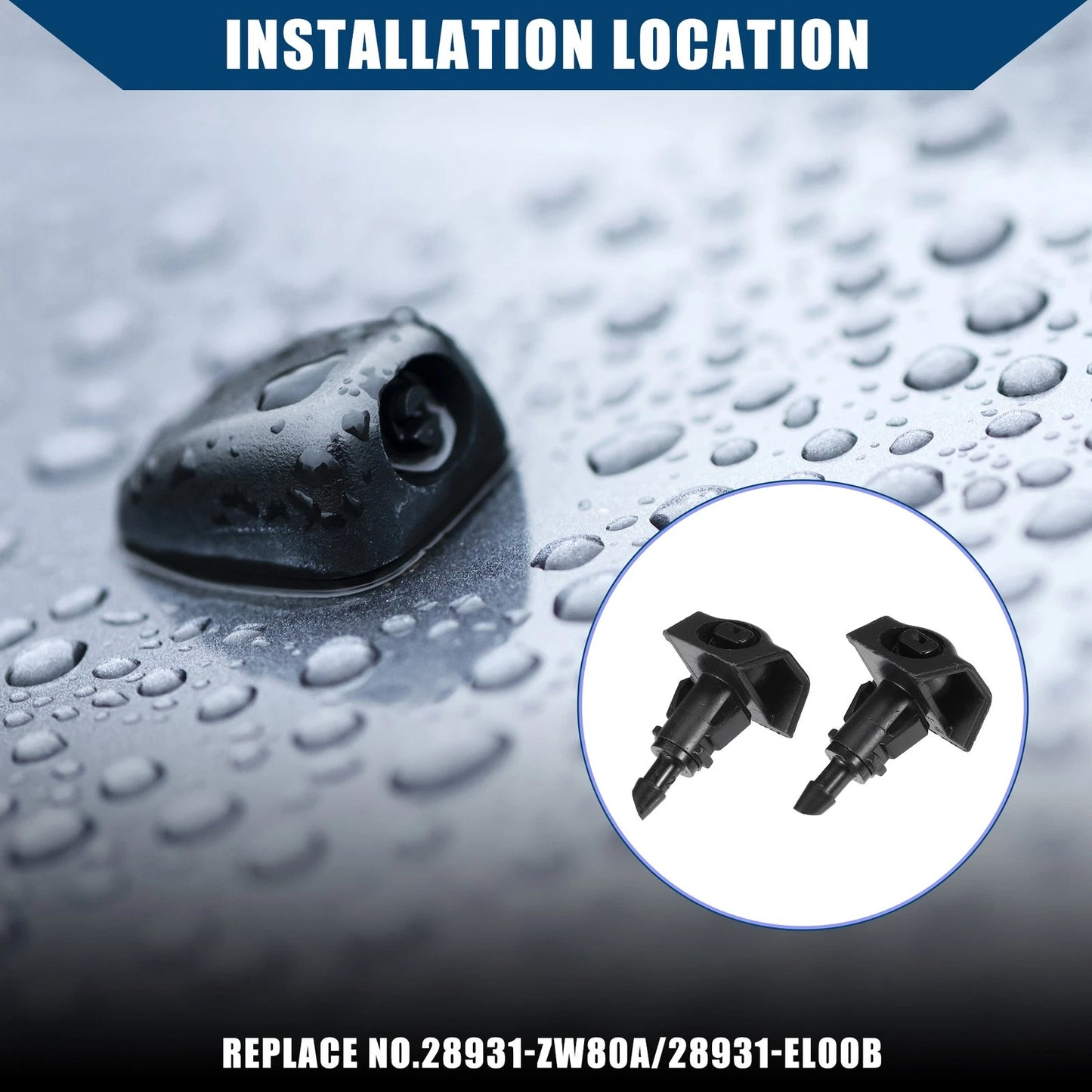 Windshield Washer Nozzles for Nissan (2013-2018) Front Pair Black