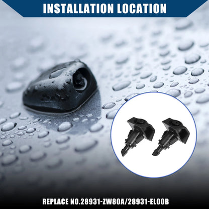 Windshield Washer Nozzles for Nissan (2013-2018) Front Pair Black