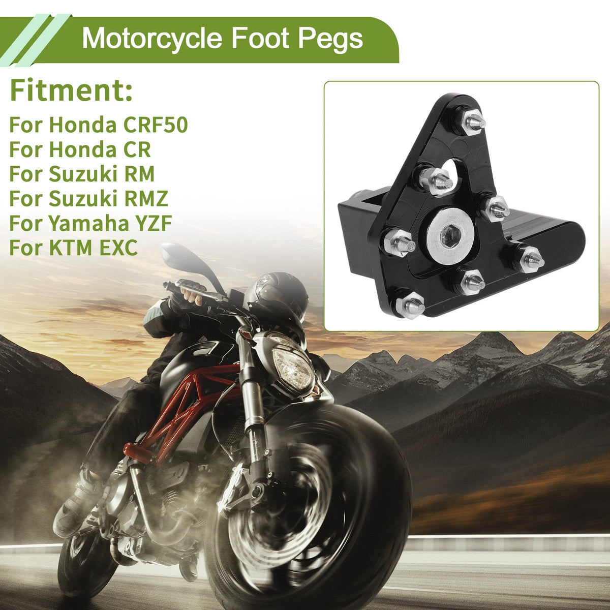 Black Foot Pegs for Honda CRF50 Motorcycle Footrests (2004-2023)