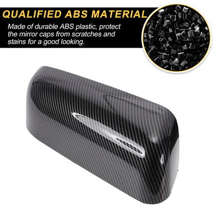 Left Right Rearview Mirror Cover Caps Black Carbon Fiber for Ford F-150