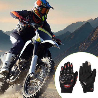 M Motorcycle Gloves Breathable Full Finger Nylon Outdoor Red 1Pair