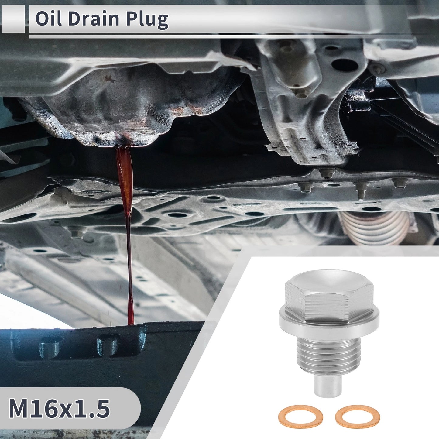 Set M16x1.5 Engine Oil Drain Plug W/ Gasket for Car Motorcycle