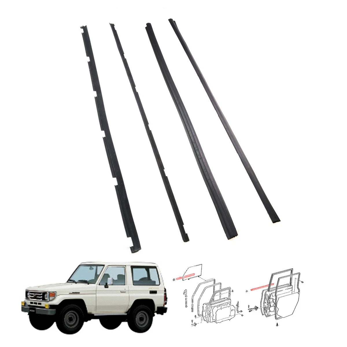 Door Glass Weatherstrip for Toyota Land Cruiser GRJ76 HZJ79 VDJ76 2007-2021