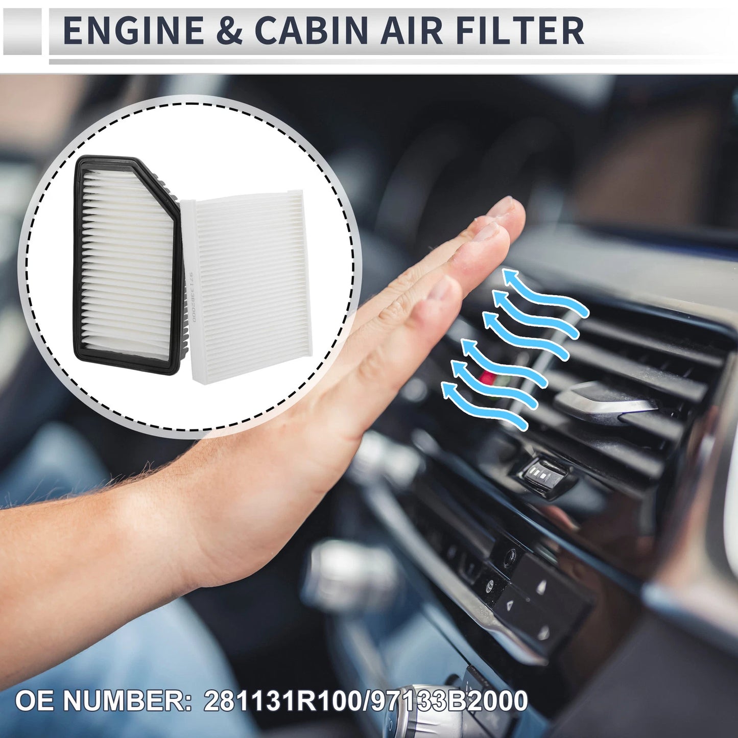 Cabin Air Filter Combo for Kia Soul 1.6L 2.0L (2014-2019)