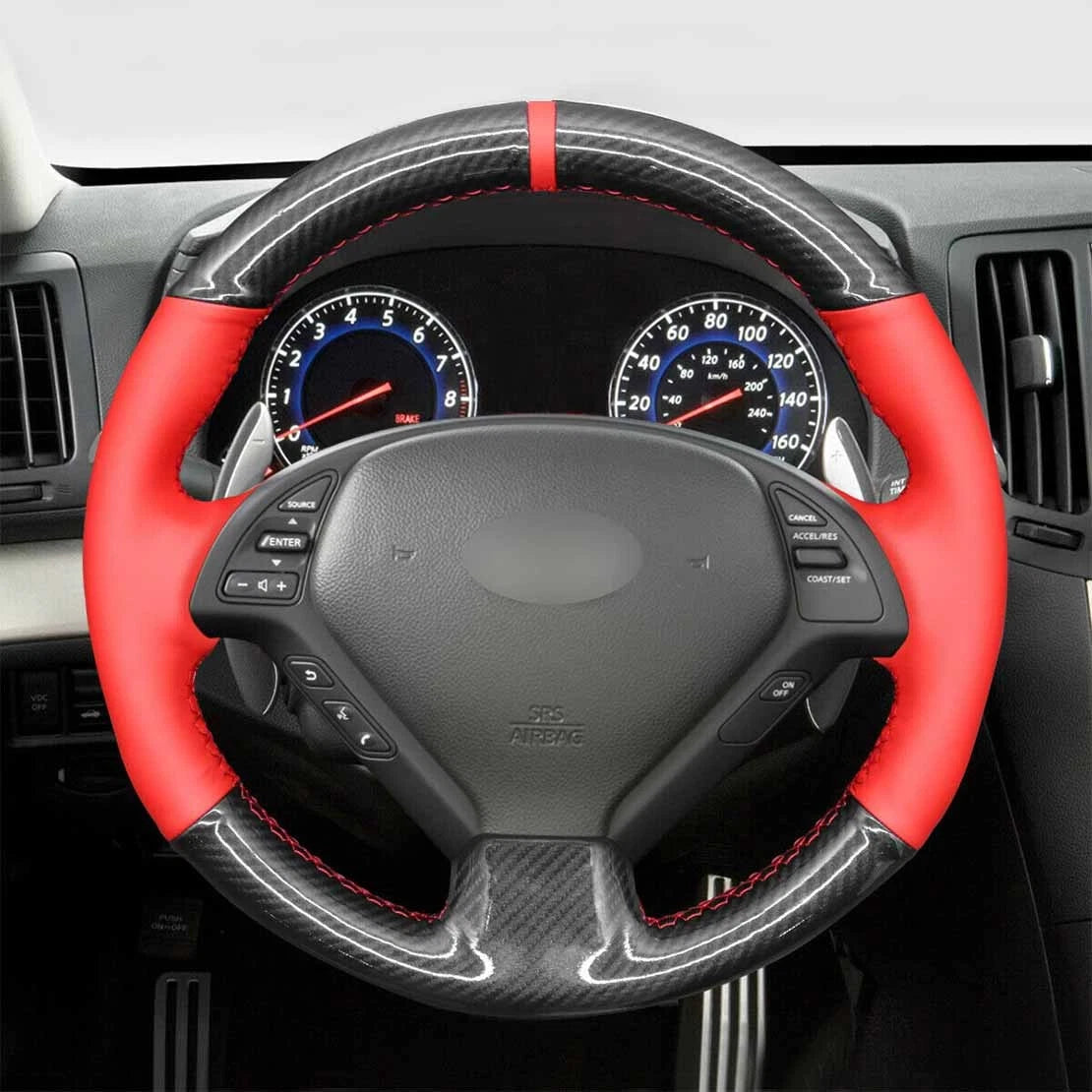 PU Leather Steering Wheel Cover for Infiniti G25 G35 G37 EX QX Q (2007-2013)