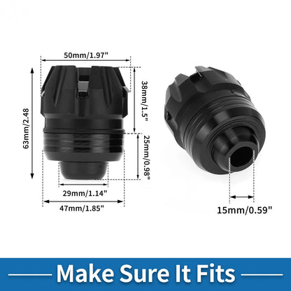 Frame Sliders / 2 x / Front Fork Protection Plastic Black for Motorcycle