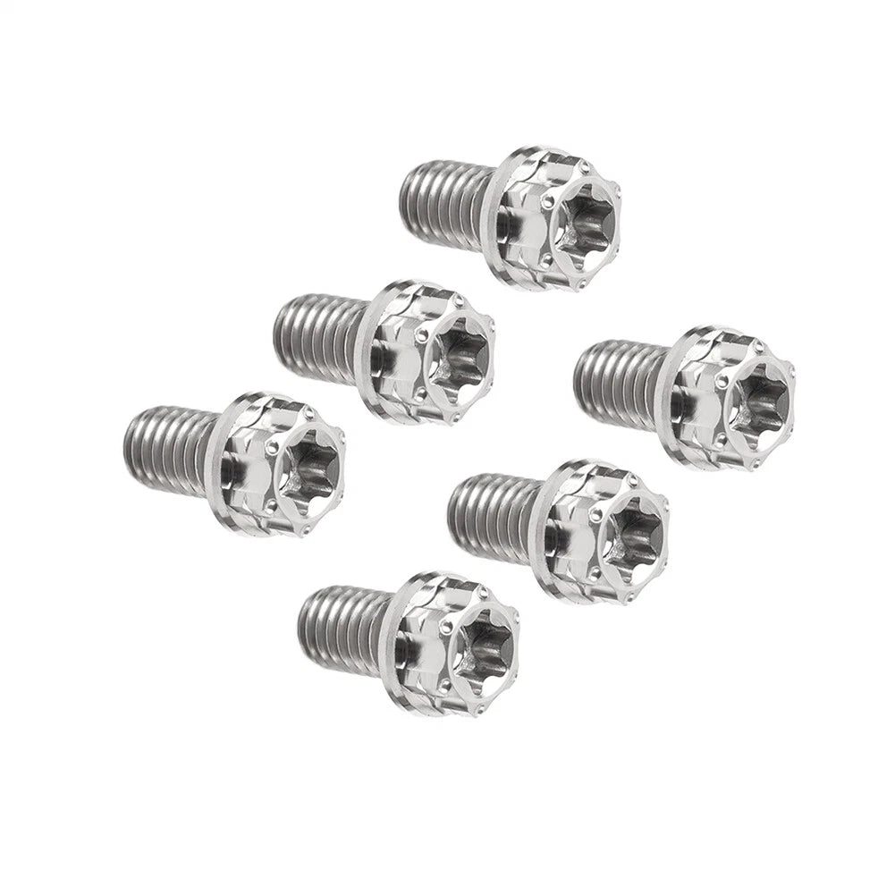 6pcs M6x15mm Titanium Torx Head Flange Screws for Motor Bike/Bicycle