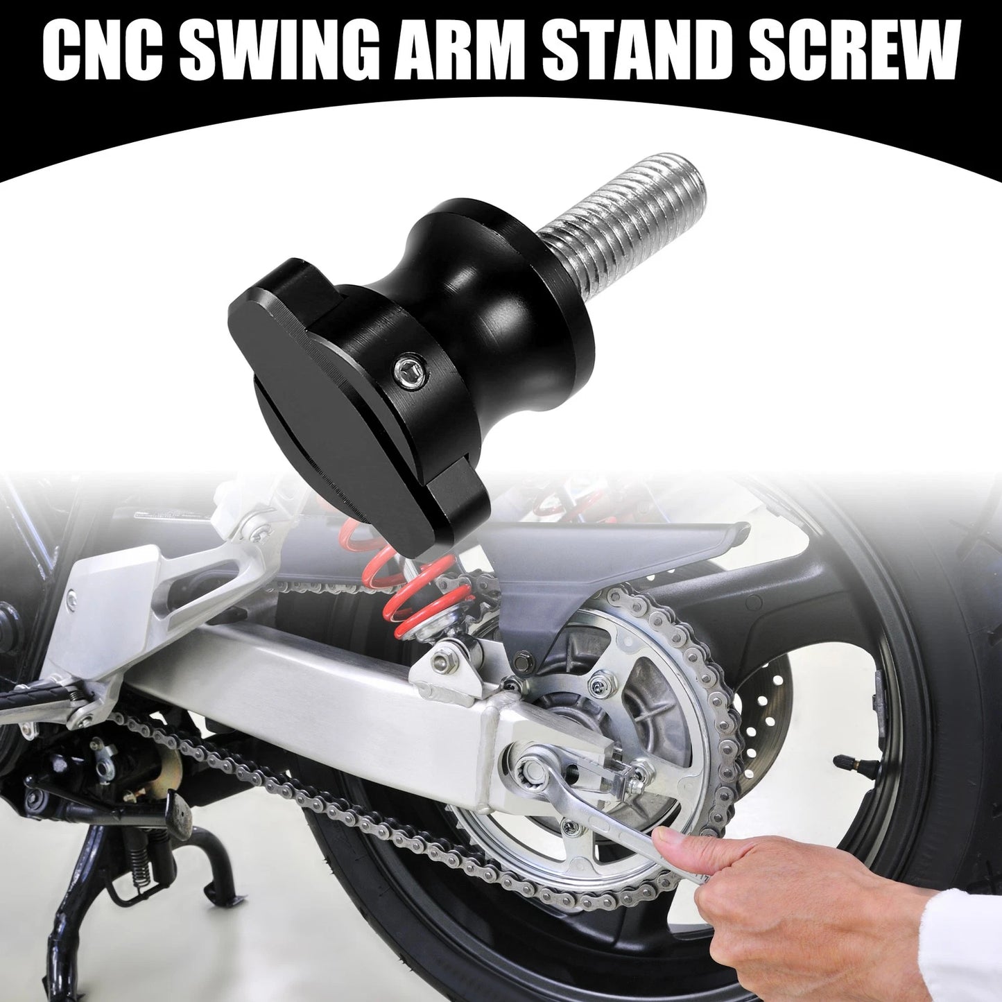 2pcs 10mm Universal Motorcycle CNC Swing Arm Stand Screw Aluminum Alloy Black