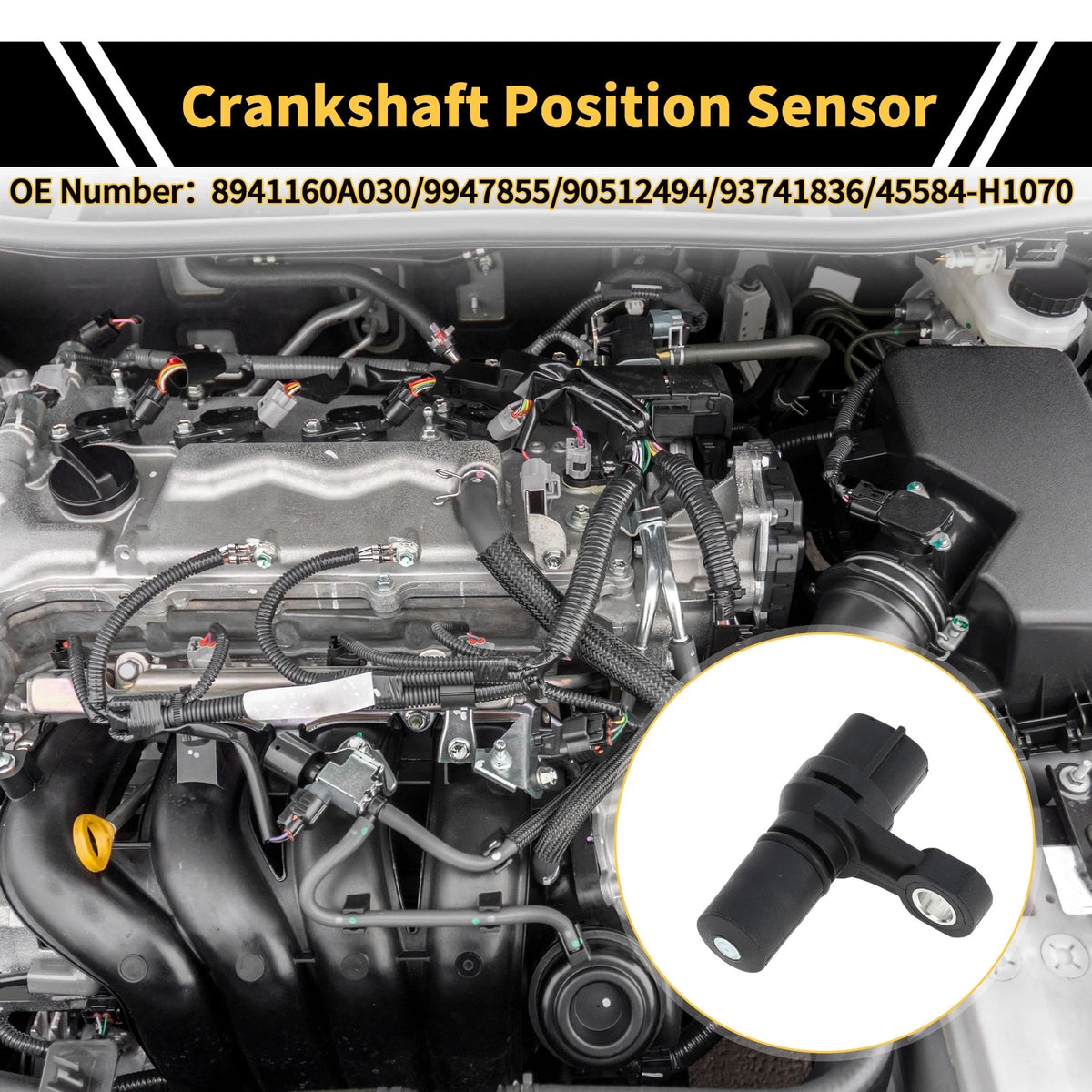 Crankshaft Position Sensor for KIA Sedona 2.5 V6 (1999-2001) 1 Pc Black