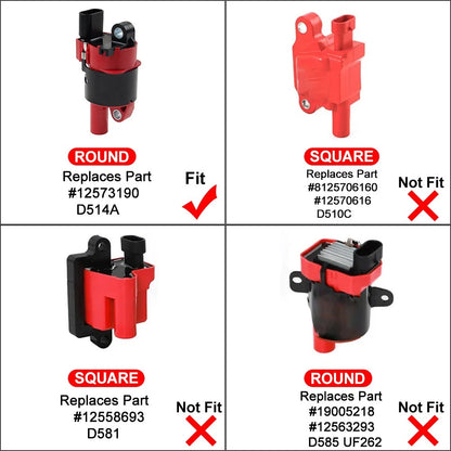 8 x D514A Round Ignition Coil Packs for Chevrolet Silverado, GMC, Cadillac CTS