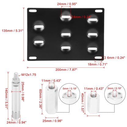Front Bumper Tow Hook License Plate Bracket Holder Set for Toyota Yaris
