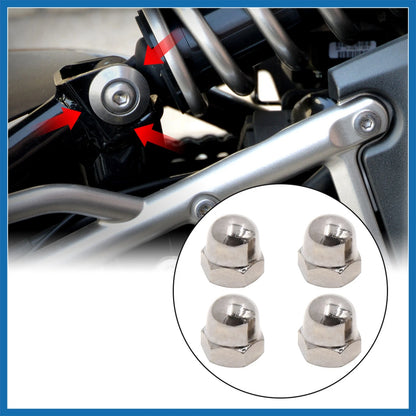 4pcs / 10mm / Chrome Motorcycle Rear Shock Absorber Screw Nut for CG125