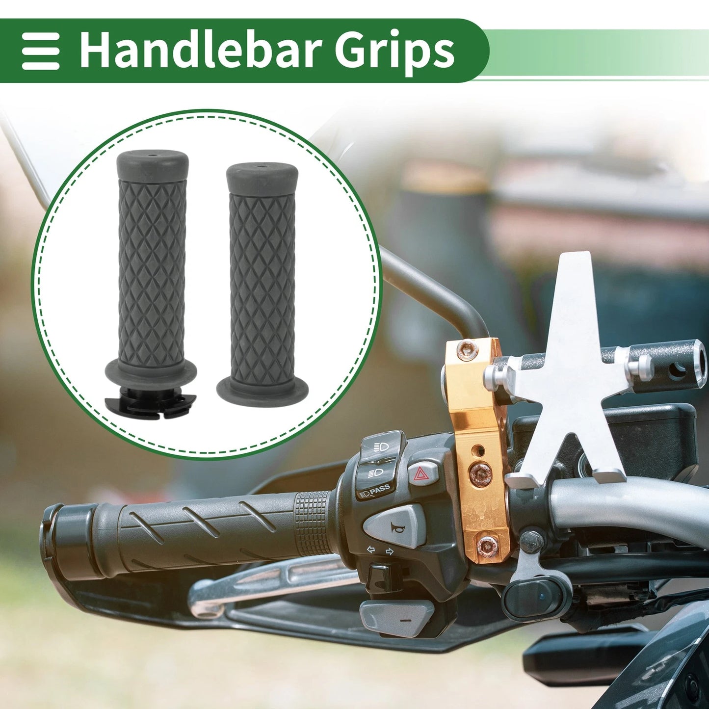 7/8" 22mm Hand Grips Cover for Motorcycle Dark Gray