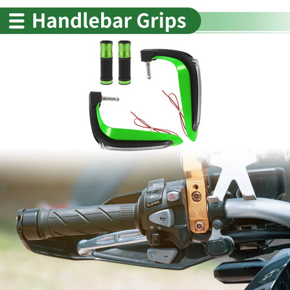 Motorcycle Hand Grips Covers, Handlebar Covers, Aluminum Alloy, Green
