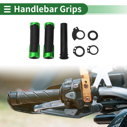 7/8" 22mm Hand Grips Rubber Black Green for Motorcycle