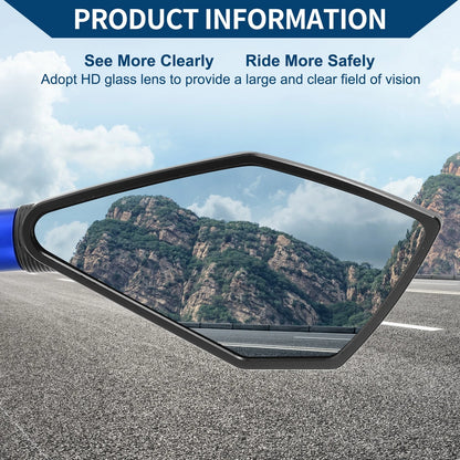M8/M10 Rear View Mirrors Prismatic Shape Black Blue Aluminum Alloy Motorcycle