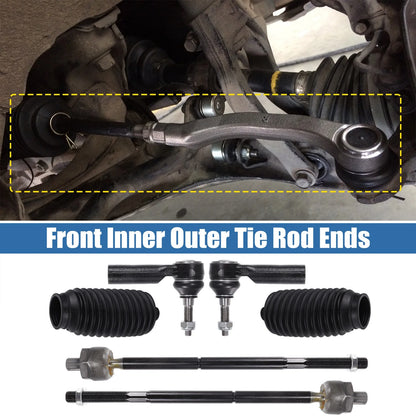 6 x Front Inner Outer Tie Rod Ends for Ford Mustang (2005-2010)