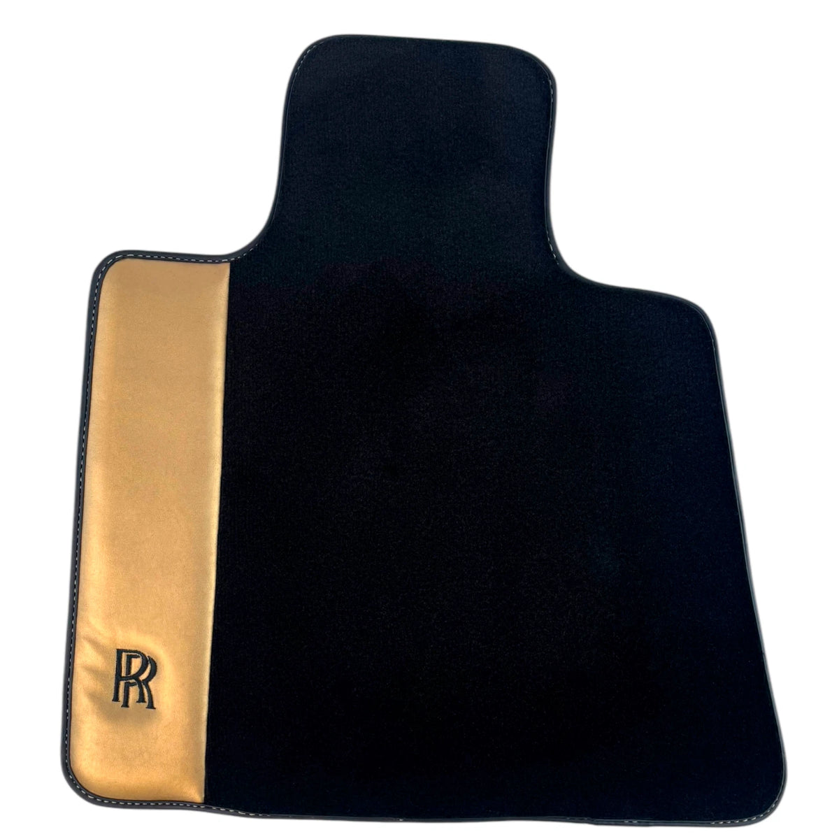 AutoWin Black Floor Mats for Rolls Royce Wraith (2013-2023) | Gold Leather