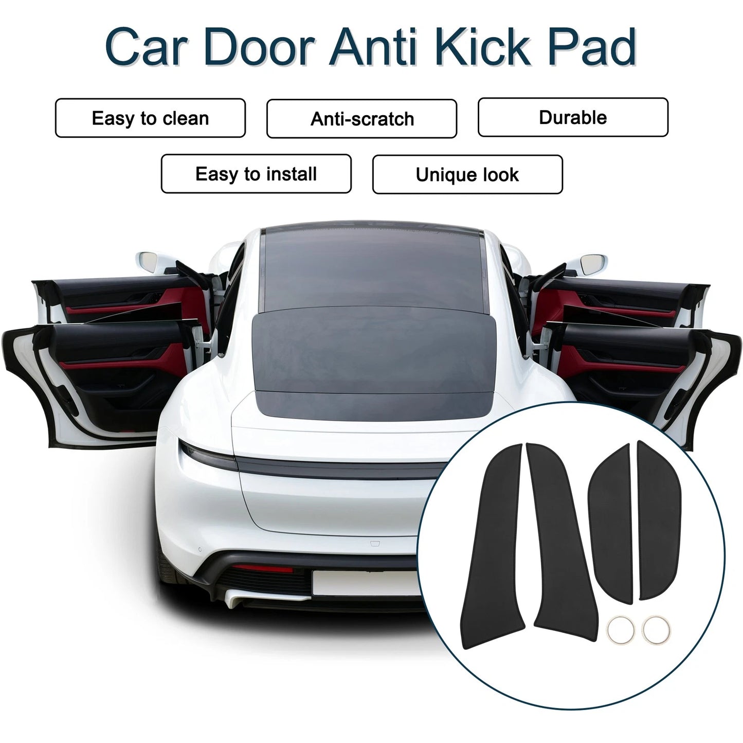Car Door Anti Kick Pad Sticker Protector 1 Set for Toyota RAV4 (2013–2019)