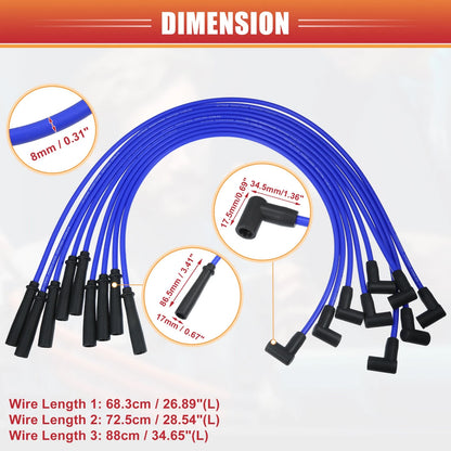 9 Pcs Spark Plug Wire Set for Chevrolet SBC BBC Engines