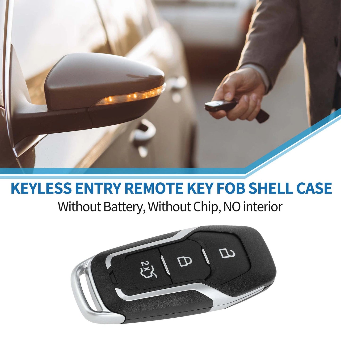 3 x Keyless Entry Remote Fob Shell Case for Ford Mondeo (2014-2018)