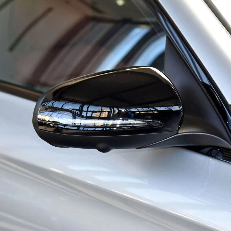 2 x Mirror Cover Caps Gloss Black for Benz C E GLC Class (2016-2020)