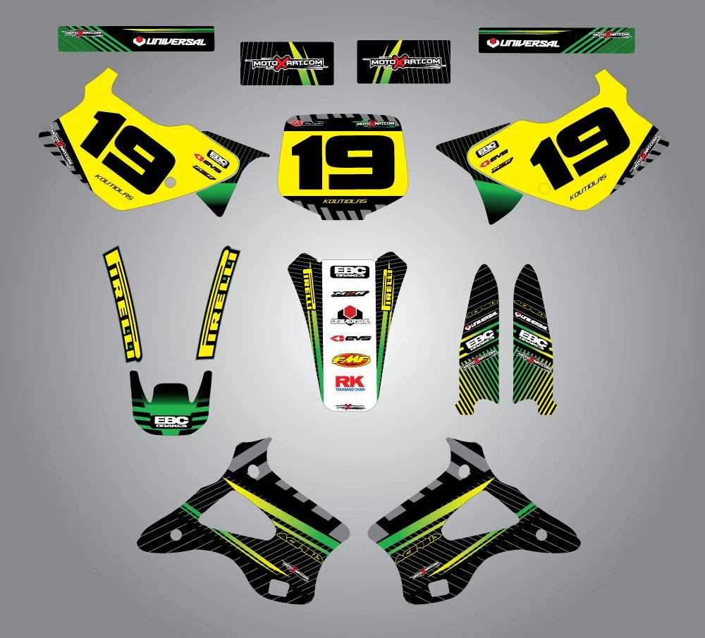 Custom Graphic Kit for Kawasaki KX 250 (1994-1998) - Factory Style Stickers