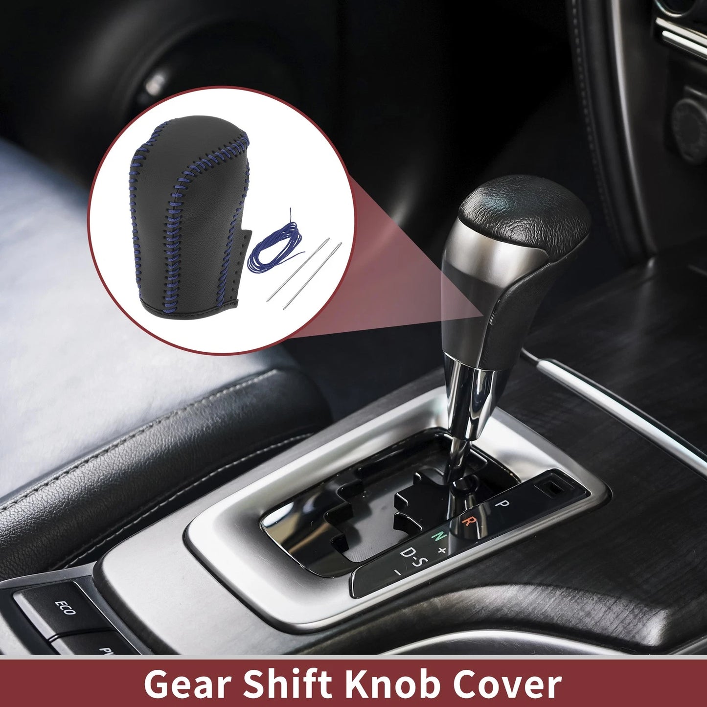Car Gear Shift Knob Cover 1Pc for Honda Inspire (2023) Blue Faux Leather