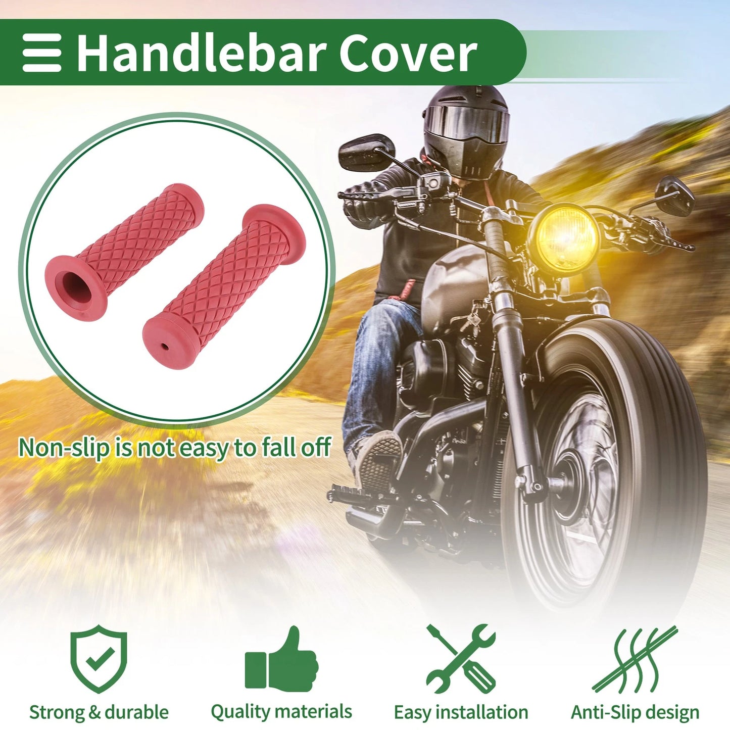 7/8 22mm Hand Grips Cover Kit for Motorcycle Red