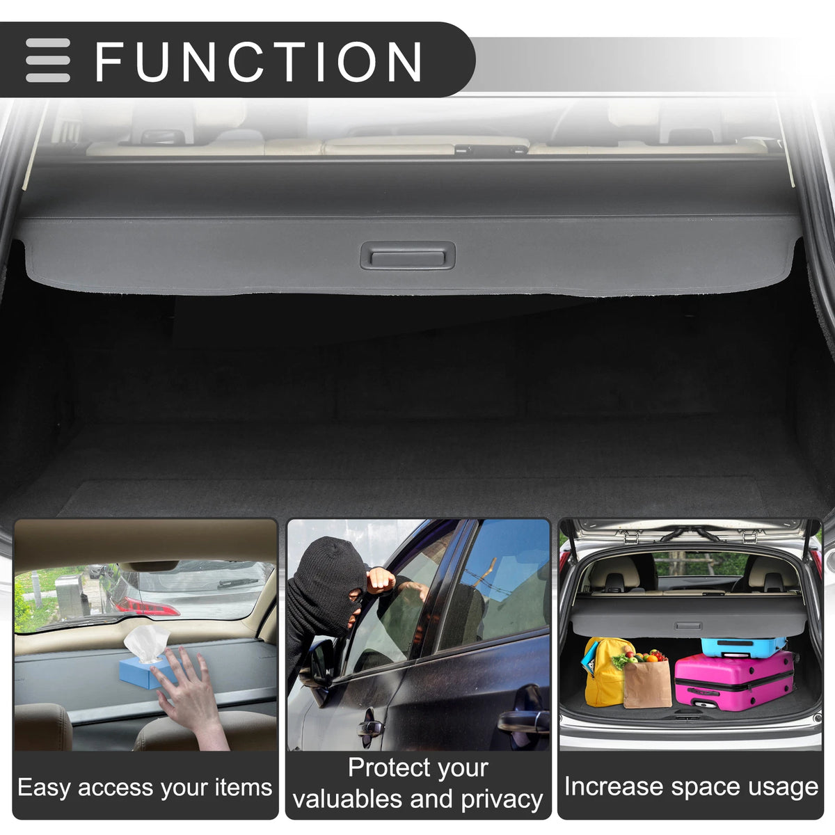 Retractable Cargo Cover for Hyundai Santa Fe Sport 5 Seater (2013-2019)
