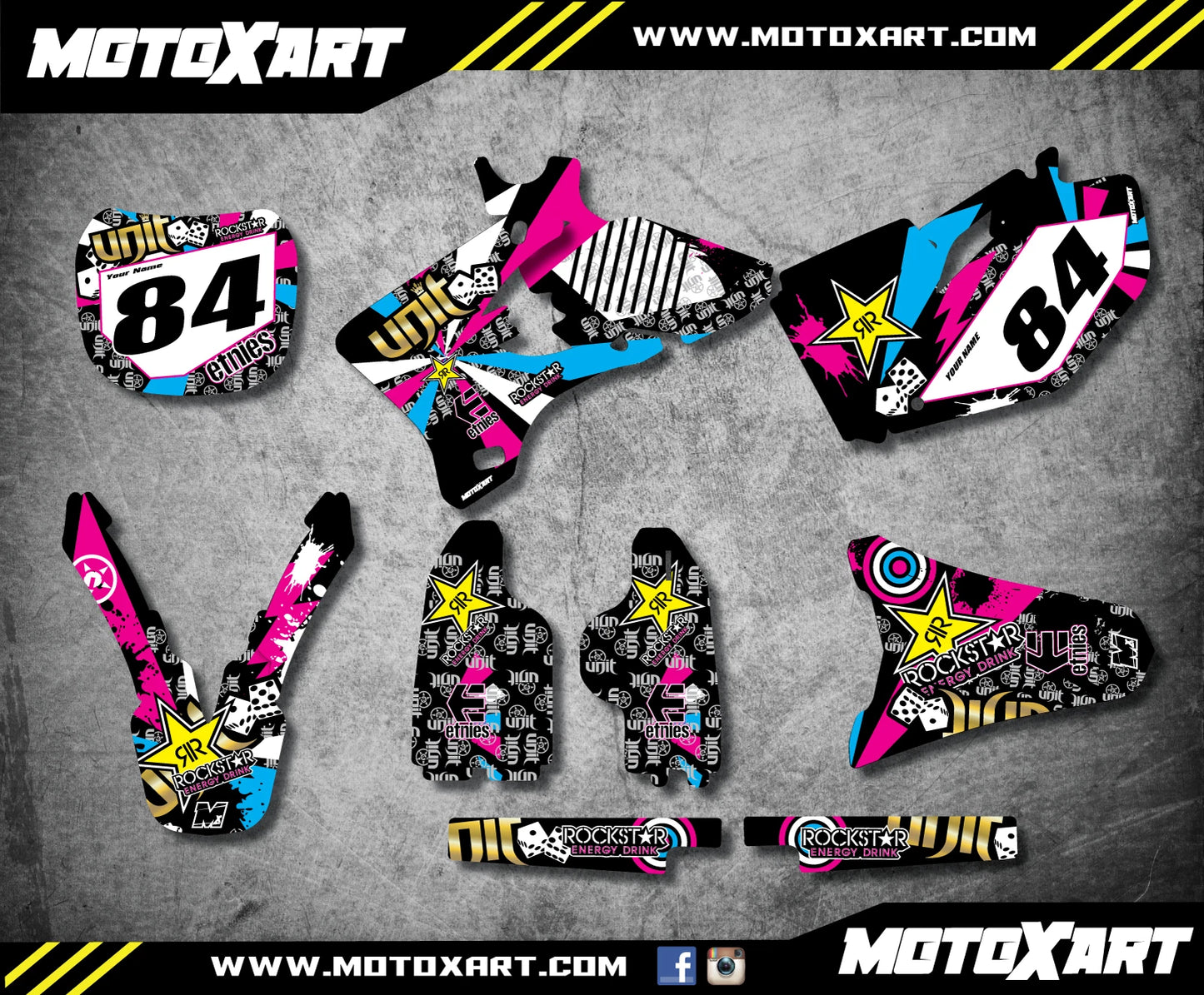 YZF 450 Custom Stickers Full Kit RUSH STYLE Decals (2014-2017)
