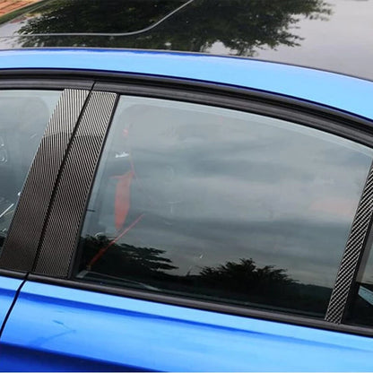 6pc Carbon Fiber Door Trim Pillar Posts Decal for BMW E90 3-Series (2005-2012)