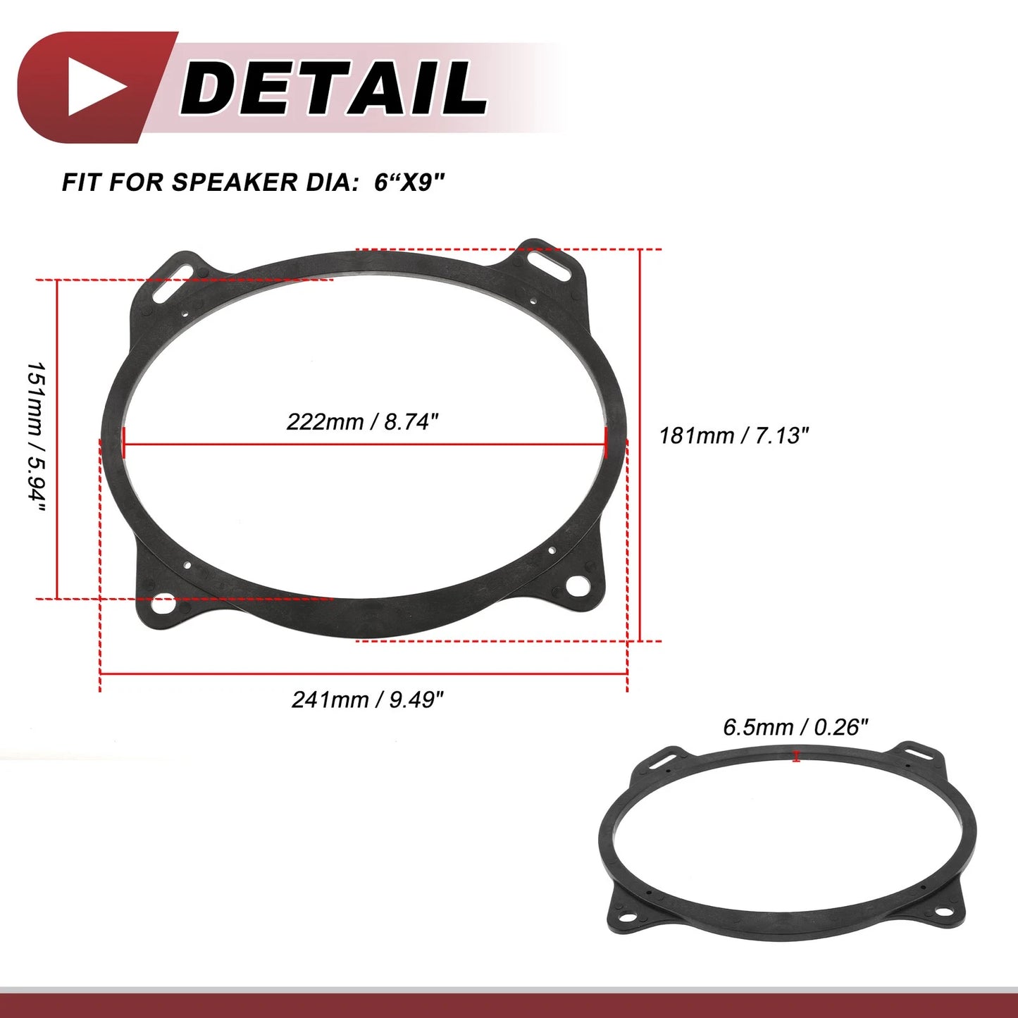Speaker Spacer Rings for Toyota Corolla (2009-2013) 6"x9"