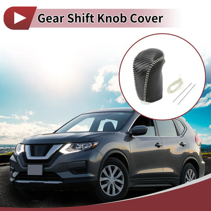Black Carbon Fiber Gear Shift Knob Cover for Nissan Rogue Sport (2017-2022)