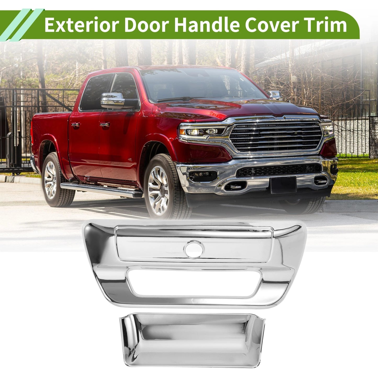 Door Handle Cover Trim Tailgate for Dodge Ram 1500 2500 3500 (2019-2025)