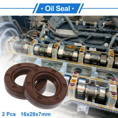 Oil Seal 16x28x7mm FKM Rubber Brown 2 x for MakeModel