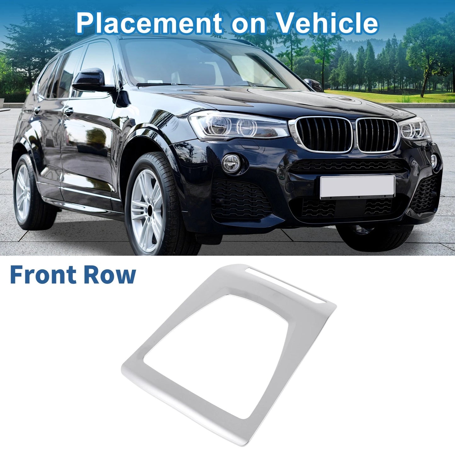 Front Row Headlight Trim Bezel for BMW X3 2014-2017 Silver Tone