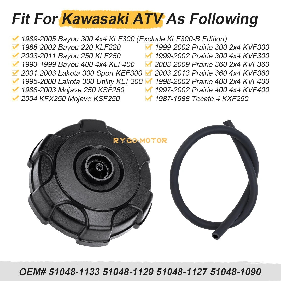 Fuel Tank Cap for Kawasaki Prairie360 300 Bayou300 250
