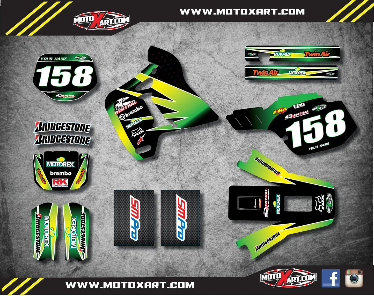 Full Graphics Kit for Kawasaki KDX 200 (1991-1994) - Sunrise Custom Stickers