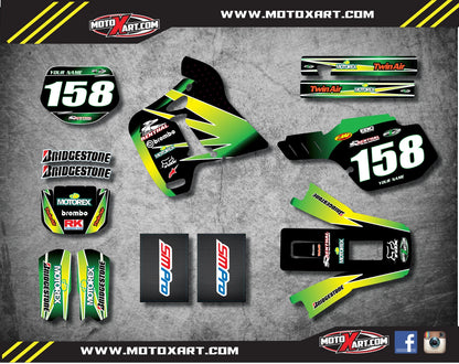 Full Graphics Kit for Kawasaki KDX 200 (1991-1994) - Sunrise Custom Stickers