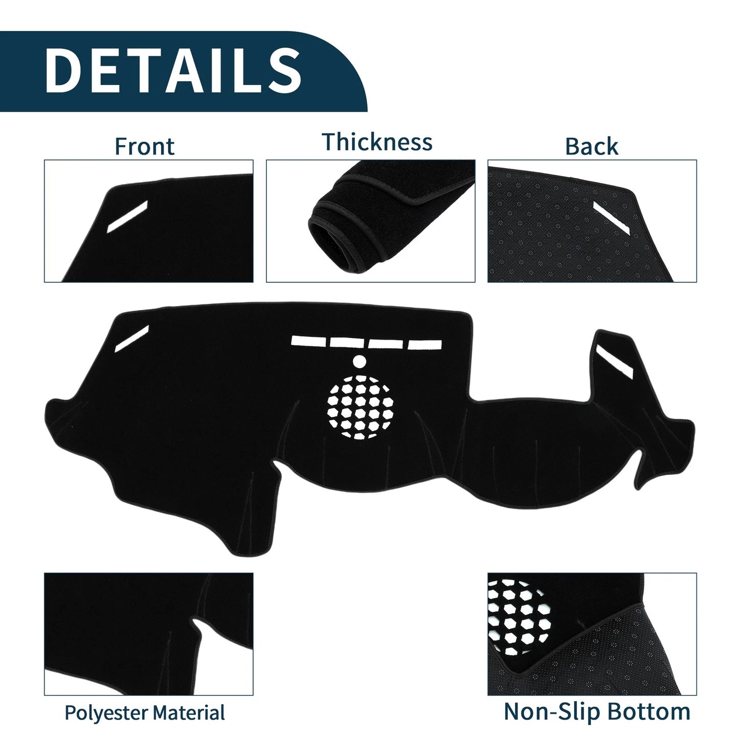 Dashboard Cover Mat for BMW 6 Series 2003-2010 Sun Protector Pad Black