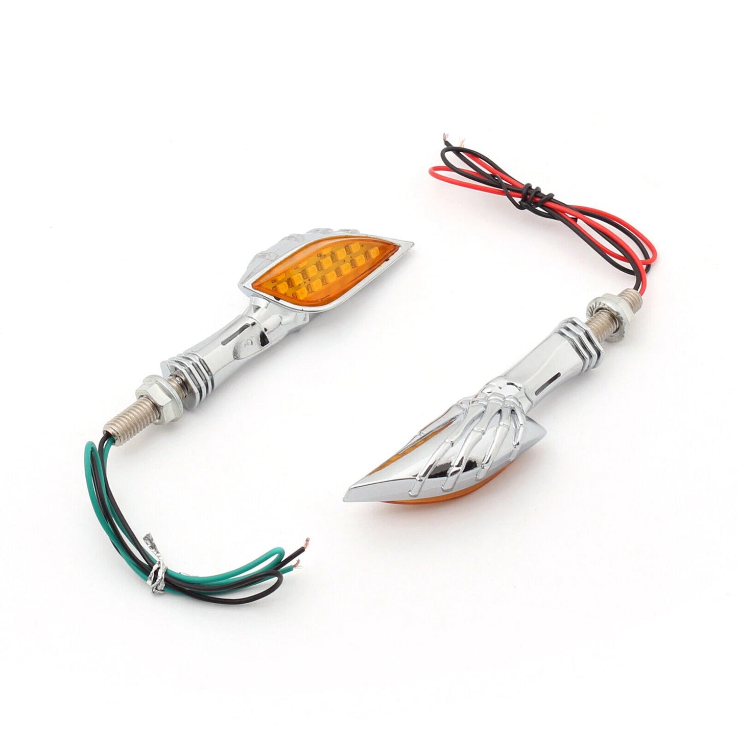 Chrome Skeleton Hand Turn Signals for Universal Motorcycle (2020-2023)