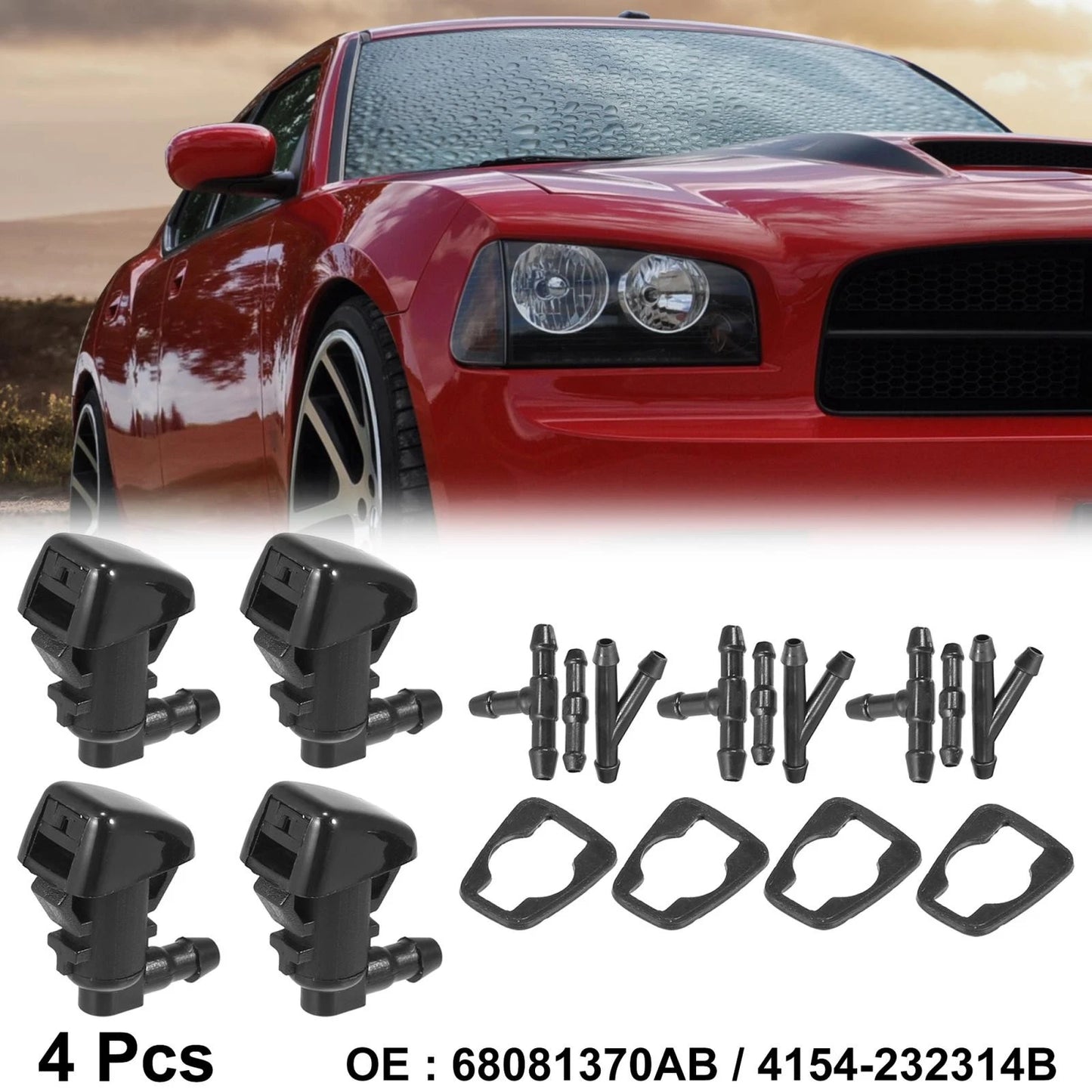 4 x Front Windshield Washer Nozzles for Jeep Cherokee (2014-2023)