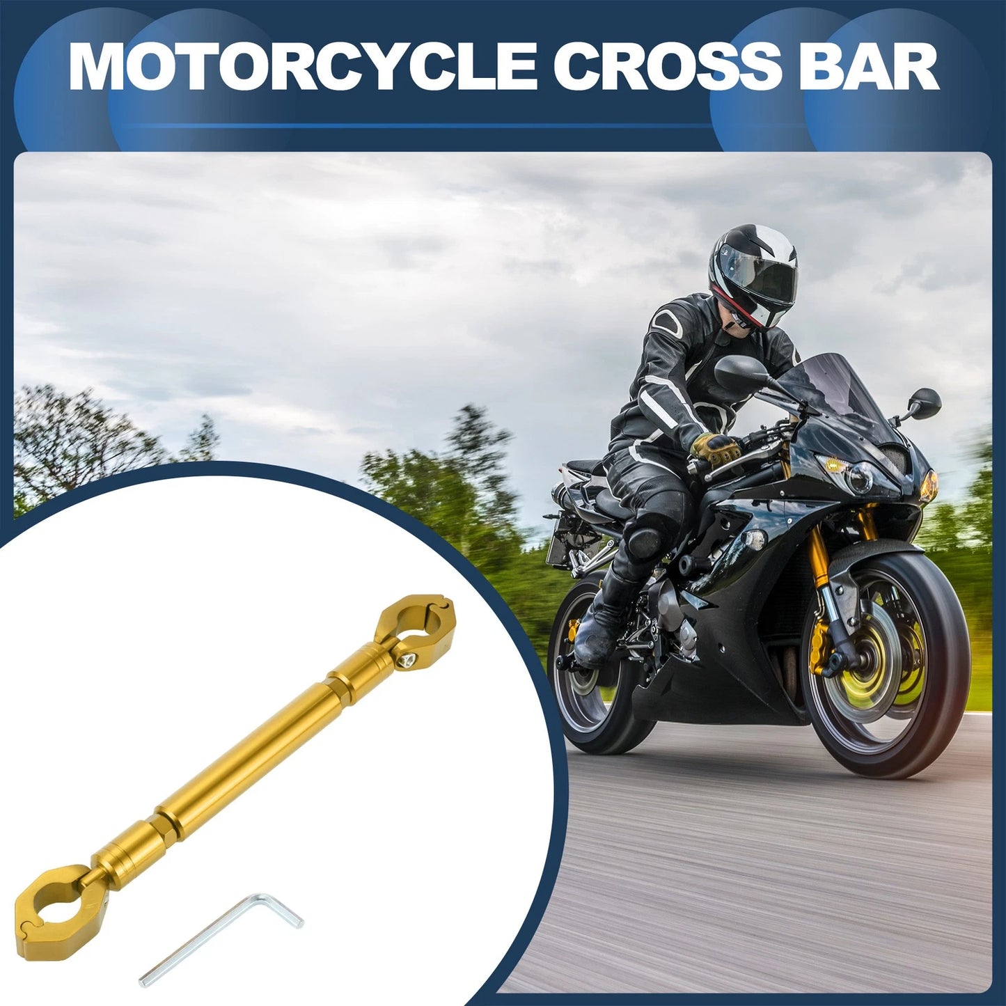 Motorcycle Cross Bar Handlebars 31cm/12.20in Gold Tone Handlebar