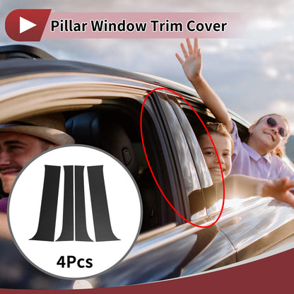 Door Pillar Window Trim for Nissan Frontier 2005-2020 Black Carbon Fiber