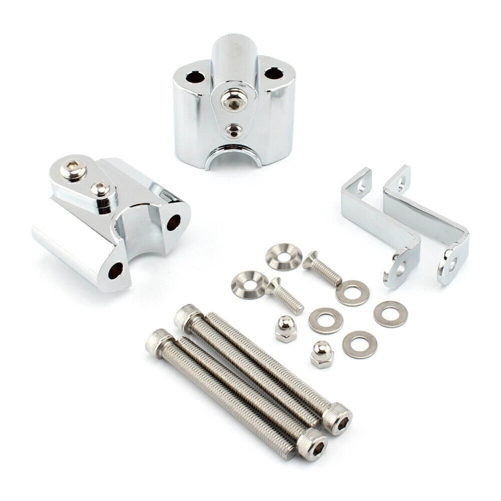 Silver Motor Handlebar Risers Lift Clamp Adapters for BMW R18 (2020-2023)