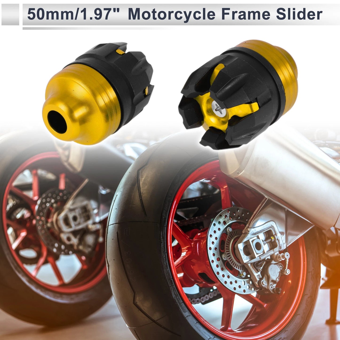 14mm Aluminum Alloy Plastic Motorcycle Slider Frame / 2 x Gold Tone for Bike