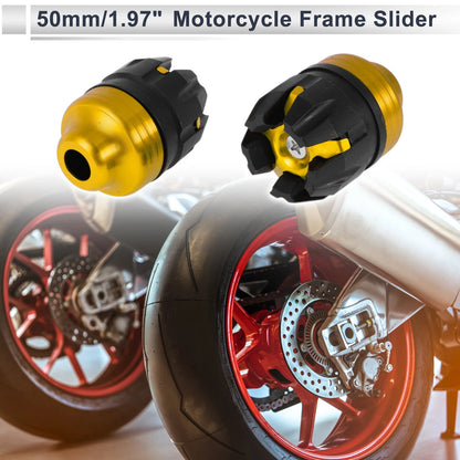 14mm Aluminum Alloy Plastic Motorcycle Slider Frame / 2 x Gold Tone for Bike
