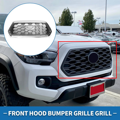 Front Hood Bumper Grille for Toyota Tacoma (2021–2023) Chrome Silver Tone